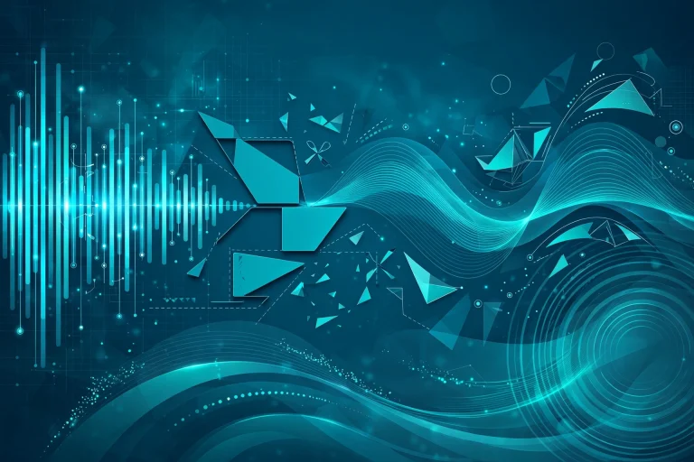 Abstract audio-waveform artwork showing how to remove silence from videos in CapCut