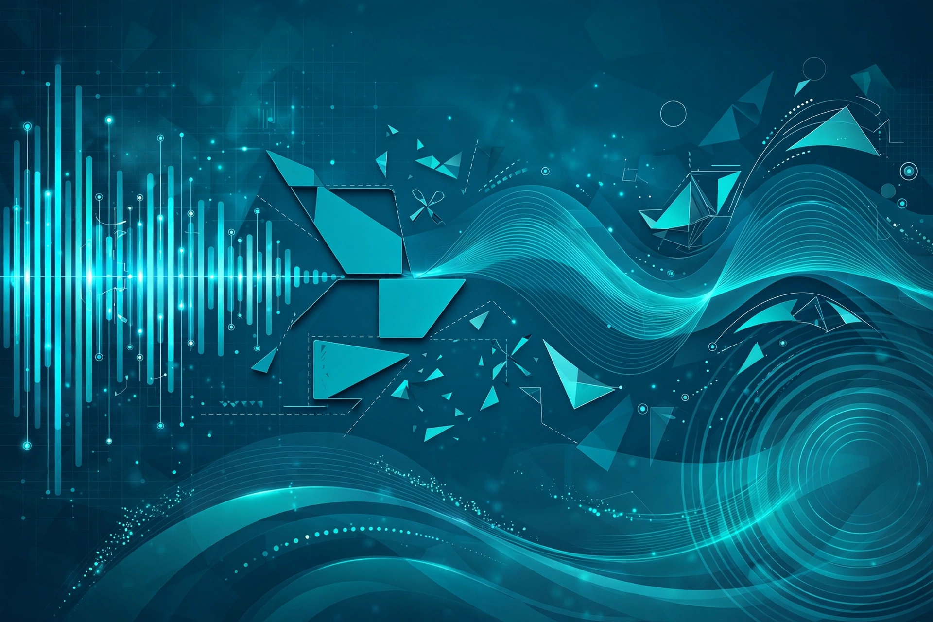Abstract audio-waveform artwork showing how to remove silence from videos in CapCut