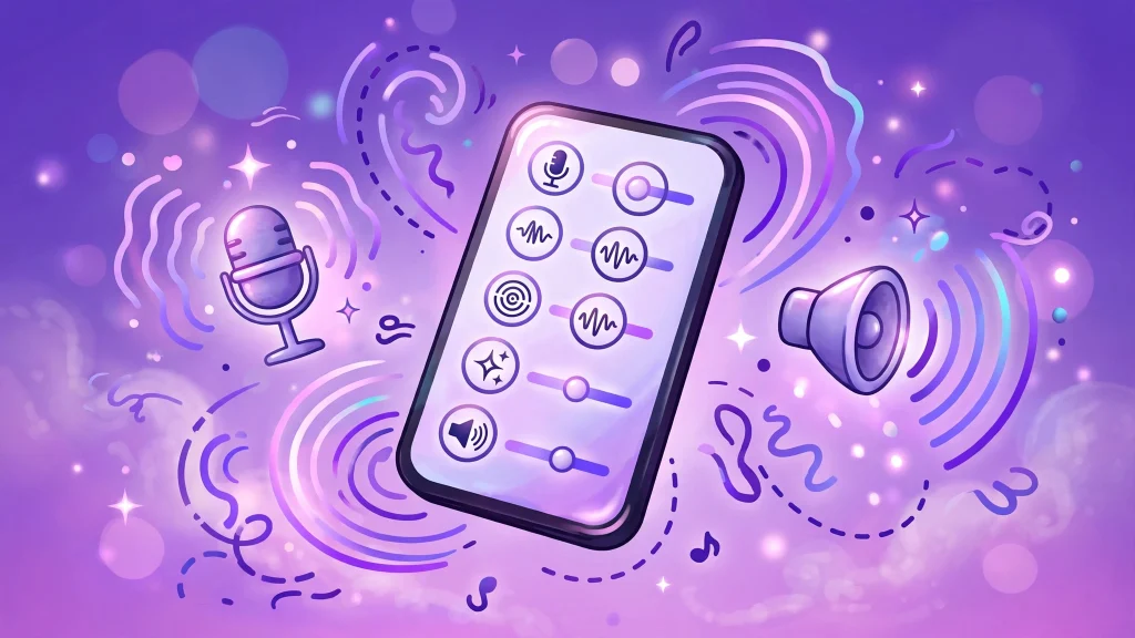 Illustration of voice effect options with sound waveforms in CapCut