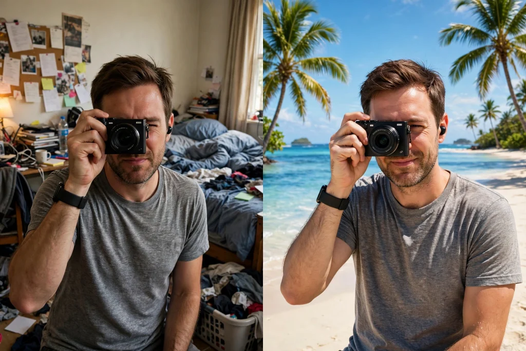Before and after background removal in CapCut