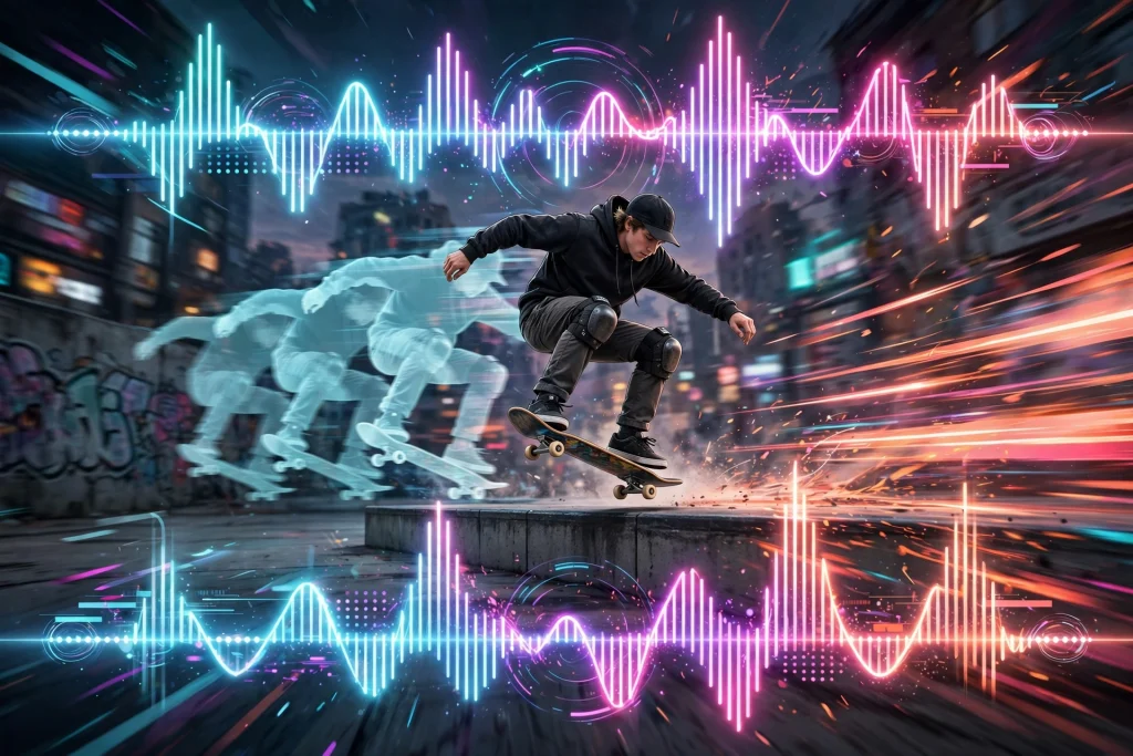 How to Create Velocity Edits in CapCut: A Step-by-Step Guide for Beginners (2026) 2 Velocity edit effect with speed lines and beat waveform