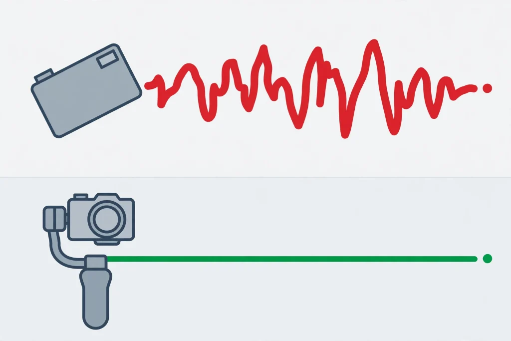 Shaky versus stabilized video comparison in CapCut