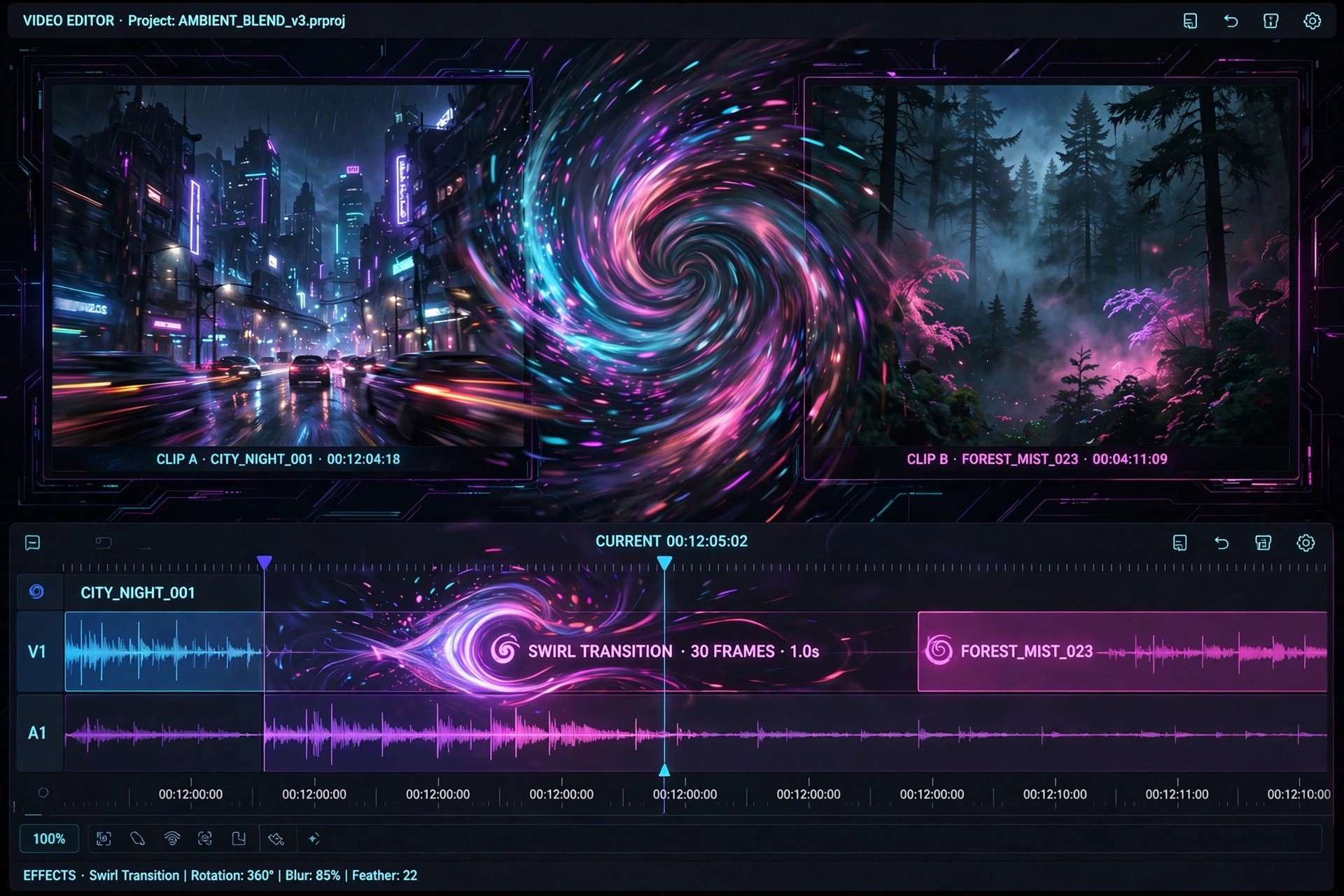Smooth video transition effects between clips in the CapCut editing timeline